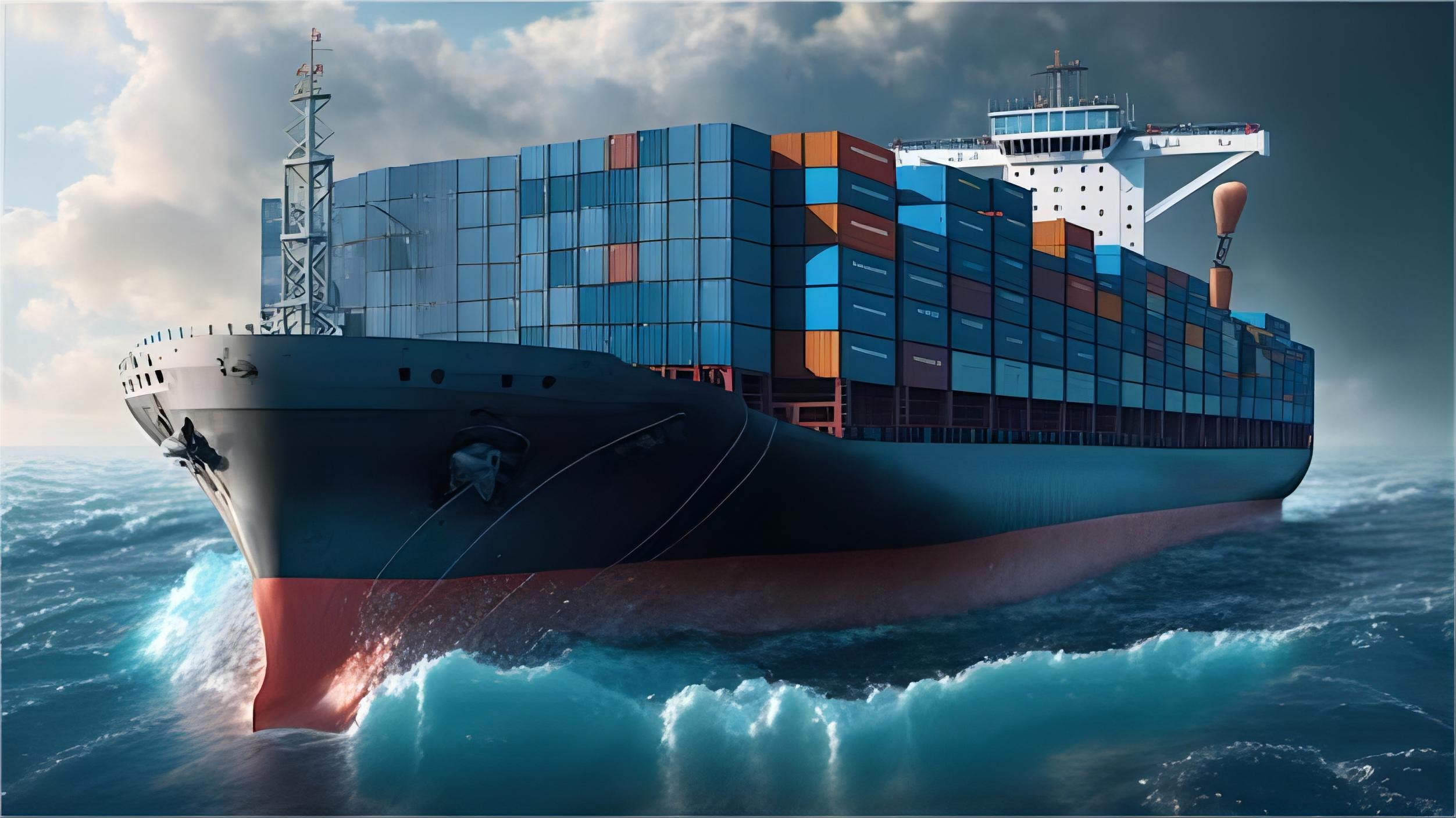 Container ship transporting goods from China to the UK