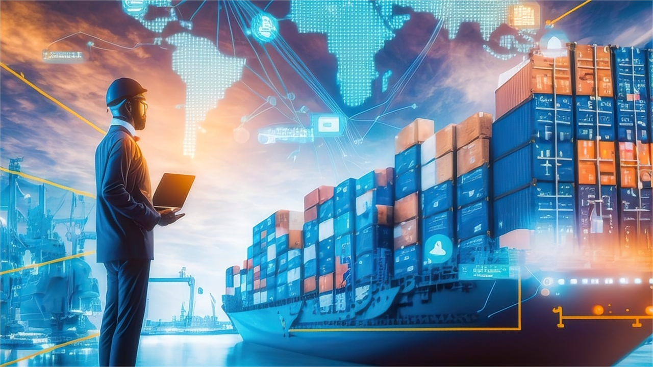 Freight train carrying containers from China to Europe