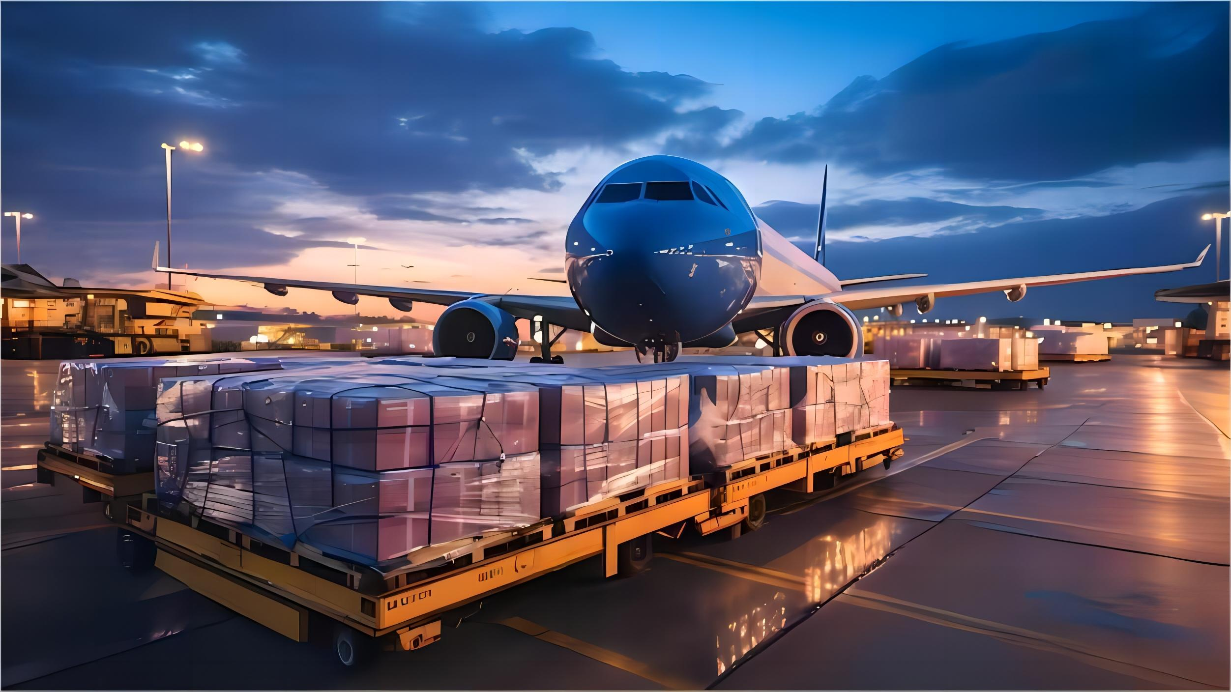 Air freight cargo being loaded for India destination