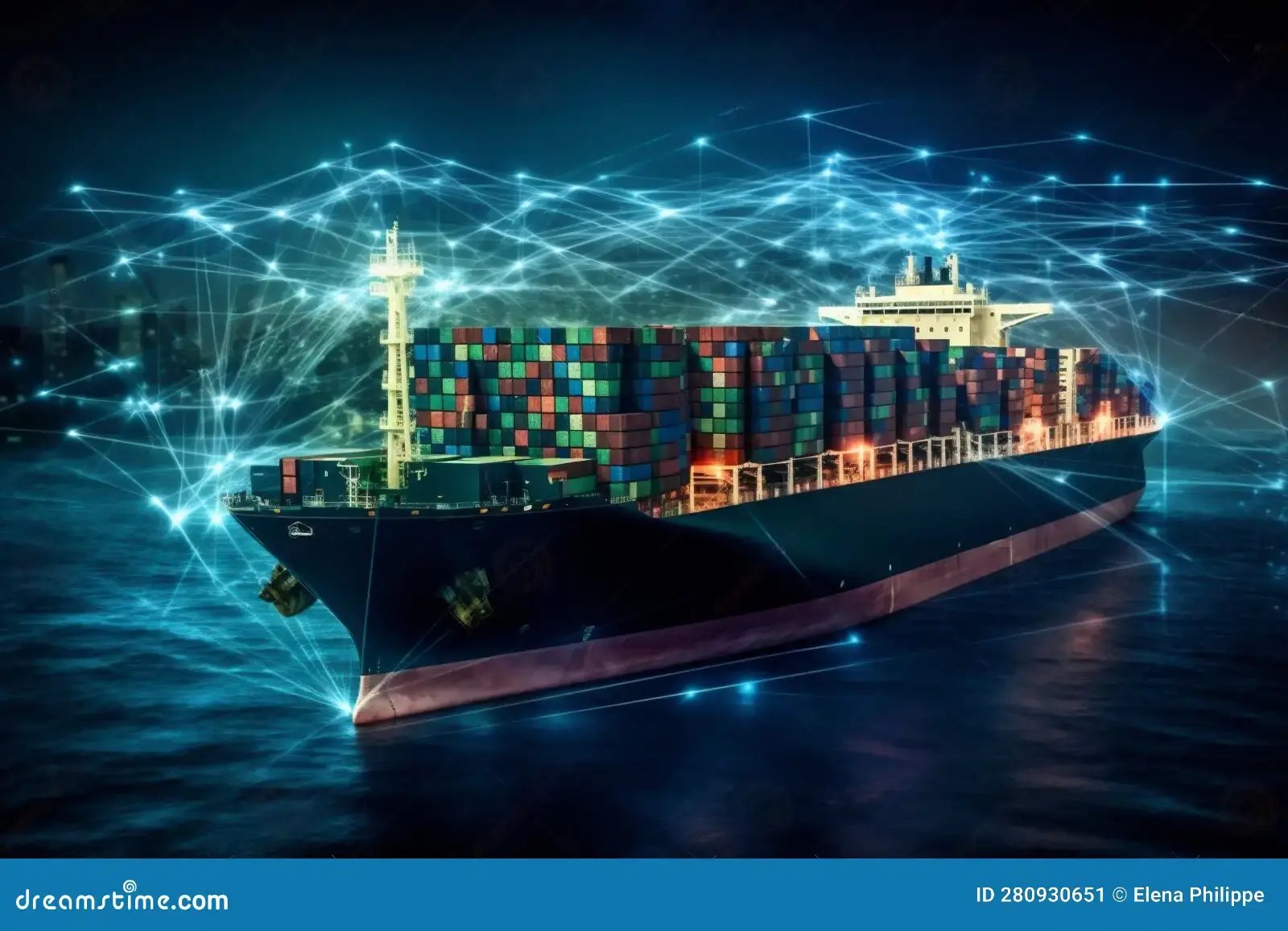 Container ship transporting goods from China to Brazil