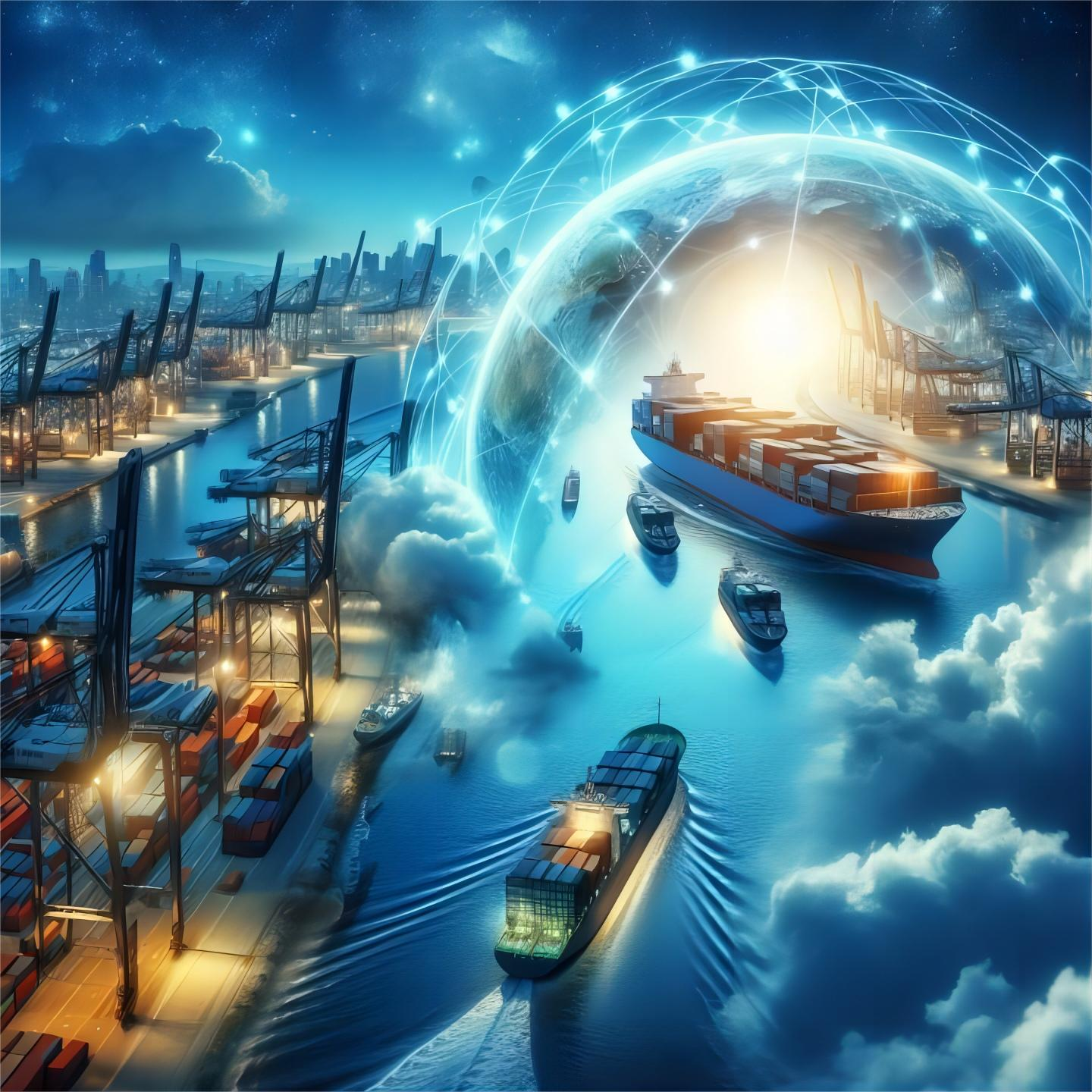 Container ship at a major port terminal